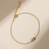 925 Silver Crystal Malachite Chains Bracelet for Women