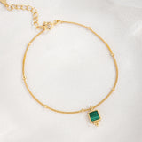 925 Silver Crystal Malachite Chains Bracelet for Women