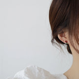 14K Plated Red Heart Stud Earrings with Zircon Leaves