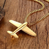 Stainless Steel Aircraft Airplane Necklace Men Women Jewelry Chain Choker