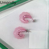 Pink Annular Earrings for Women Jewelry Runway Party Goth Boho Accessories