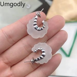 Pink Annular Earrings for Women Jewelry Runway Party Goth Boho Accessories