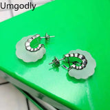 Pink Annular Earrings for Women Jewelry Runway Party Goth Boho Accessories