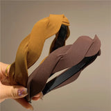Brown Braided Twist Hairband for Women Temperament Fabric Headband
