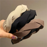 Brown Braided Twist Hairband for Women Temperament Fabric Headband