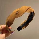 Brown Braided Twist Hairband for Women Temperament Fabric Headband