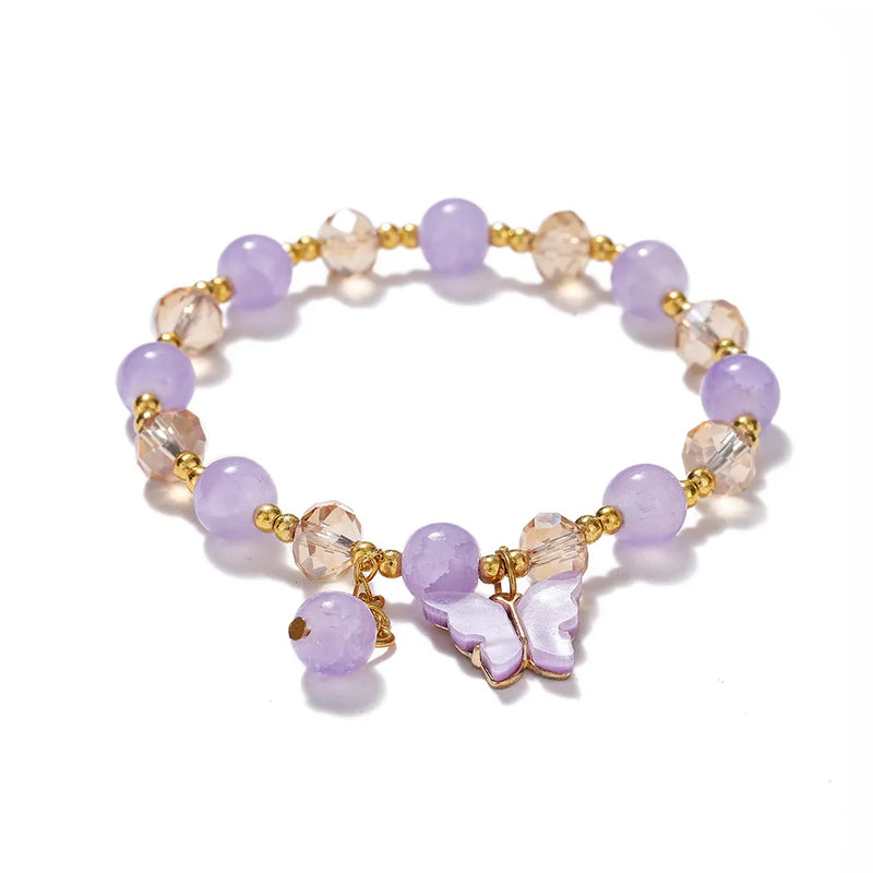 Colorful Crystal Beaded Bracelet Elastic Rope Women Jewelry