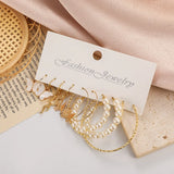 Butterfly Pearl Earrings Set Personalized Creative Earrings 5-pc Jewelry Set