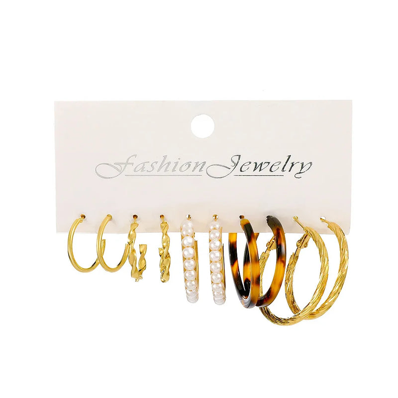 Butterfly Pearl Earrings Set Personalized Creative Earrings 5-pc Jewelry Set