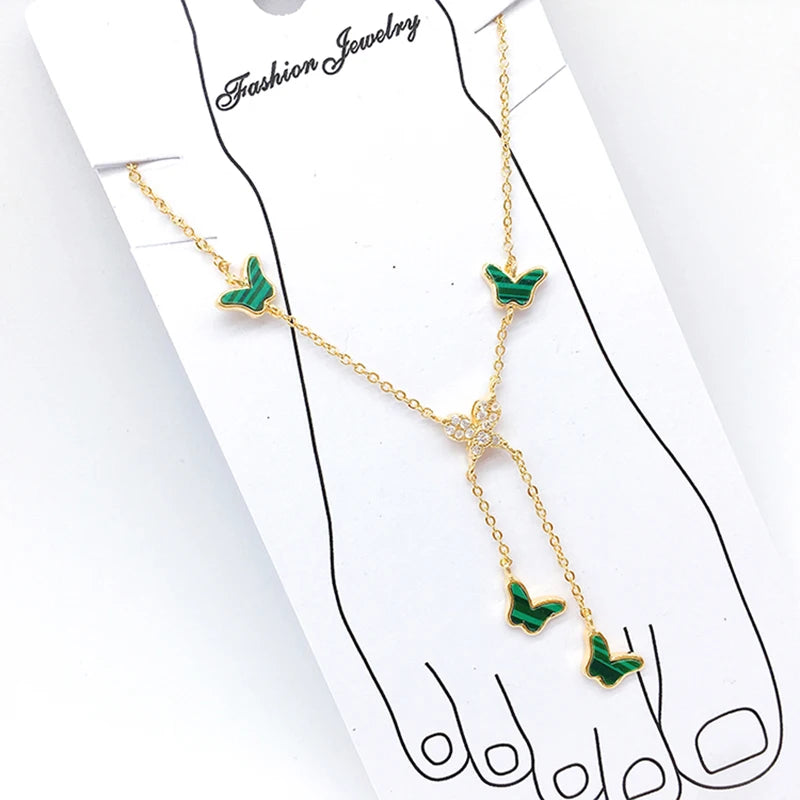 Butterfly Pendant Anklets Foot Chain for Women Summer Tassel Beach Leg Bracelet