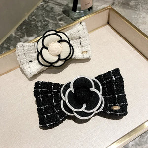 Camellia Flower Hairpin Ribbon Bow Spring Clip Hair Clip