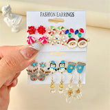 Christmas Earring Set Santa Elk Snowflake Snowman Jewelry