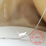 Cat Curved Personality 925 Sterling Silver Choker Necklaces