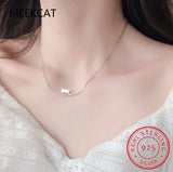 Curved Personality 925 Sterling Silver Walking Cat Choker Necklaces
