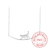 Cat Curved Personality 925 Sterling Silver Choker Necklaces