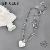Cat Curved Personality Vintage Heart Shape Silver Necklace