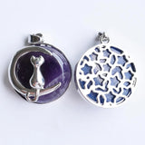 Cat Moon Pendant Natural Stone Kitten Lucky Jewelry Fit Women Necklaces