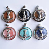 Cat Moon Pendant Natural Stone Kitten Lucky Jewelry Fit Women Necklaces