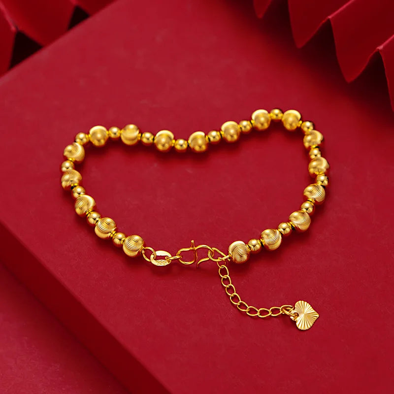 Cat's Eye Golden Bead 18K Pendant Bracelet Vintage Jewelry