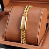Golden Stainless Steel Chain Bracelet for Men Punk Hiphop Rock Bangle