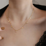 Stainless Steel Chain Choker Necklace with Cubic Zirconia - Christmas Gift