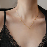 Stainless Steel Chain Choker Necklace with Cubic Zirconia - Christmas Gift