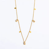 Stainless Steel Chain Choker Necklace with Cubic Zirconia - Christmas Gift
