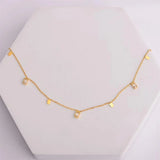 Stainless Steel Chain Choker Necklace with Cubic Zirconia - Christmas Gift