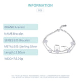925 Silver Crystal Square Charm Bracelet for Women