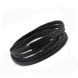 Sporty Braided Leather Bracelet Chain Link Wrap Jewelry