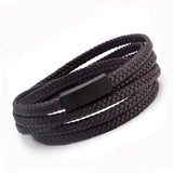Sporty Braided Leather Bracelet Chain Link Wrap Jewelry