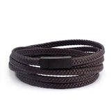 Sporty Braided Leather Bracelet Chain Link Wrap Jewelry