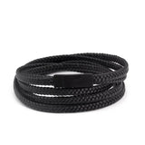 Sporty Braided Leather Bracelet Chain Link Wrap Jewelry