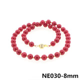 Red Coral Pearl Necklace Golden Bead Accessories Women Girls Christmas Wedding