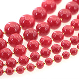 Red Coral Pearl Necklace Golden Bead Accessories Women Girls Christmas Wedding