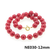 Red Coral Pearl Necklace Golden Bead Accessories Women Girls Christmas Wedding