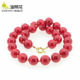Red Coral Pearl Necklace Golden Bead Accessories Women Girls Christmas Wedding