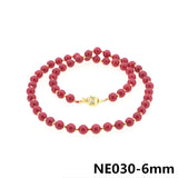 Red Coral Pearl Necklace Golden Bead Accessories Women Girls Christmas Wedding