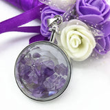 Fluorite Stone Pendant Purple Crystal Silver Plated DIY Jewelry