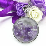 Fluorite Stone Pendant Purple Crystal Silver Plated DIY Jewelry