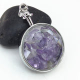 Fluorite Stone Pendant Purple Crystal Silver Plated DIY Jewelry
