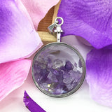 Fluorite Stone Pendant Purple Crystal Silver Plated DIY Jewelry