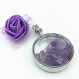 Fluorite Stone Pendant Purple Crystal Silver Plated DIY Jewelry