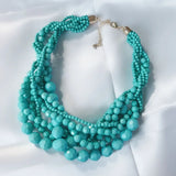 Choker Statement Braided Acrylic Beaded Necklace For Women Short Jewelry