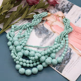 Choker Statement Braided Acrylic Beaded Necklace For Women Short Jewelry