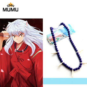 Inuyasha Necklace Spirit Rosary Beaded Logo Pendant Jewelry Gift