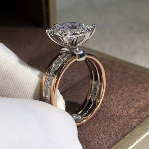 Two-tone Zircon Engagement Ring for Women