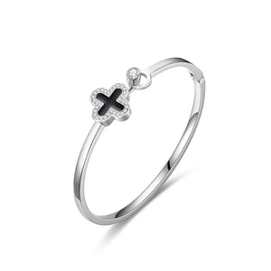 Four-Leaf Clover Charm Bracelet Rose Golden Bangle Women Jewelry