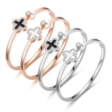 Four-Leaf Clover Charm Bracelet Rose Golden Bangle Women Jewelry