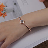 Four-Leaf Clover Charm Bracelet Rose Golden Bangle Women Jewelry